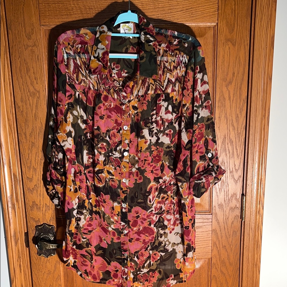 Floral Button-Up Blouse